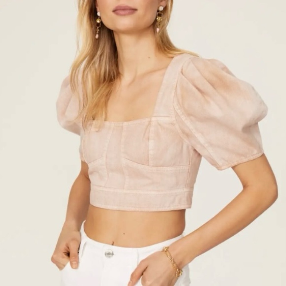 Ulla Johnson Renee Denim Bustier Pink 6